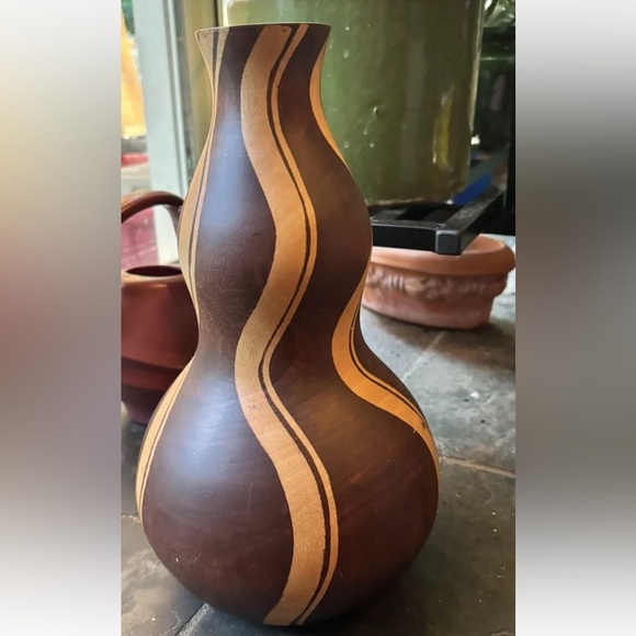 Wooden Vase Made In Thailand - Picture 3 of 5